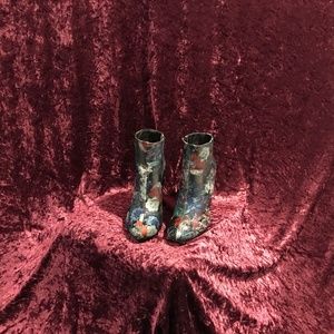 Floral Dress Ankle Boots
